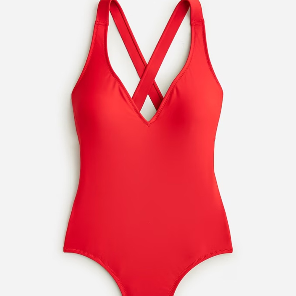 J Crew High support cross back one piece in VENETIAN RED